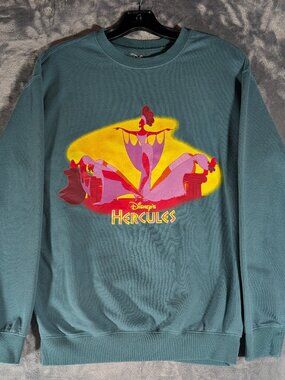 Disney Hercules The Muses Sweatshirt Mens Medium Teal Green Graphic Crewneck M